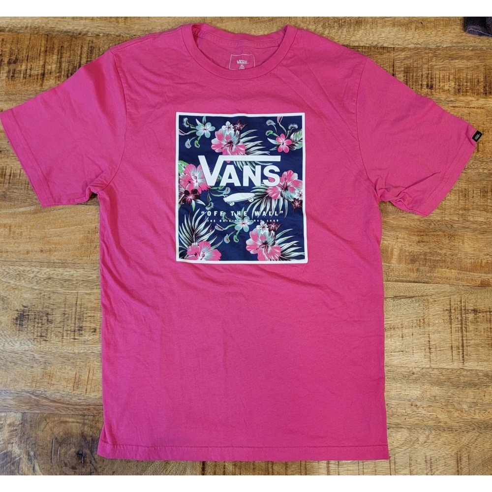 Vans Youth Girls Pink Short Sleeve Floral Graphic Logo T-Shirt Size XL 14+‎